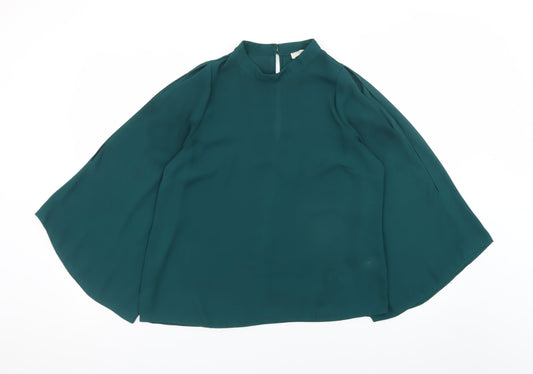Oasis Women Green High Neck Kimono Sleeve Tunic Blouse Size 14