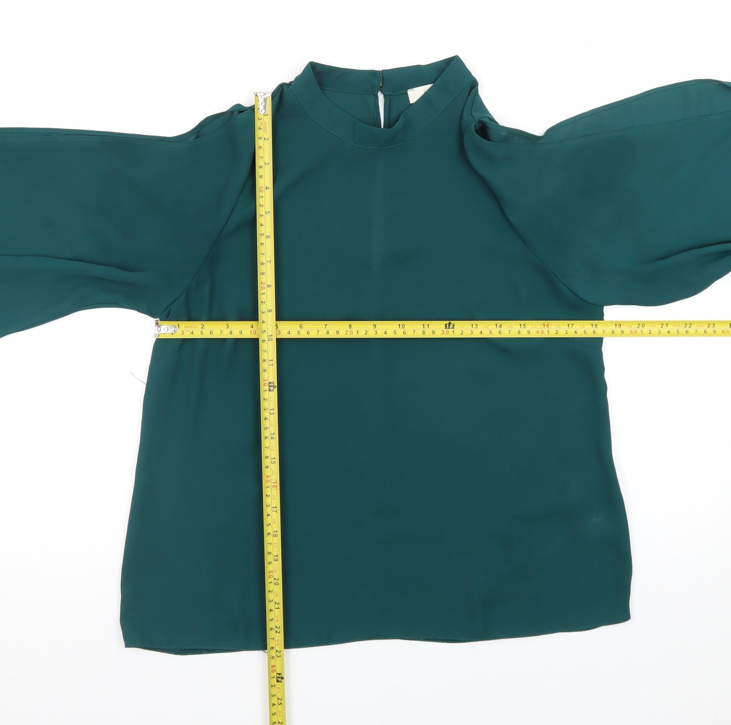Oasis Women Green High Neck Kimono Sleeve Tunic Blouse Size 14
