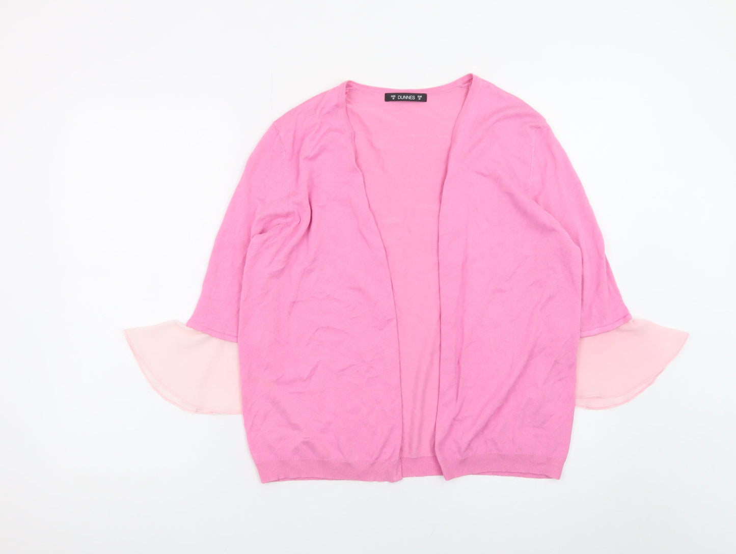 Dunnes Women’s Pink Flared Sleeve Open Knit Cardigan Size 12