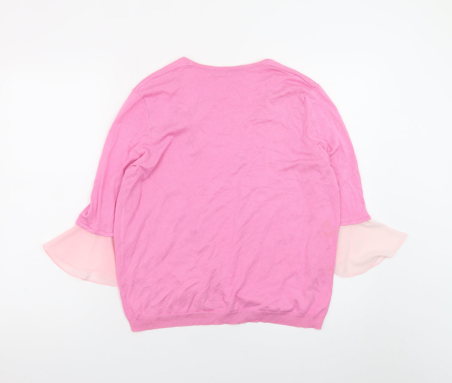 Dunnes Women’s Pink Flared Sleeve Open Knit Cardigan Size 12