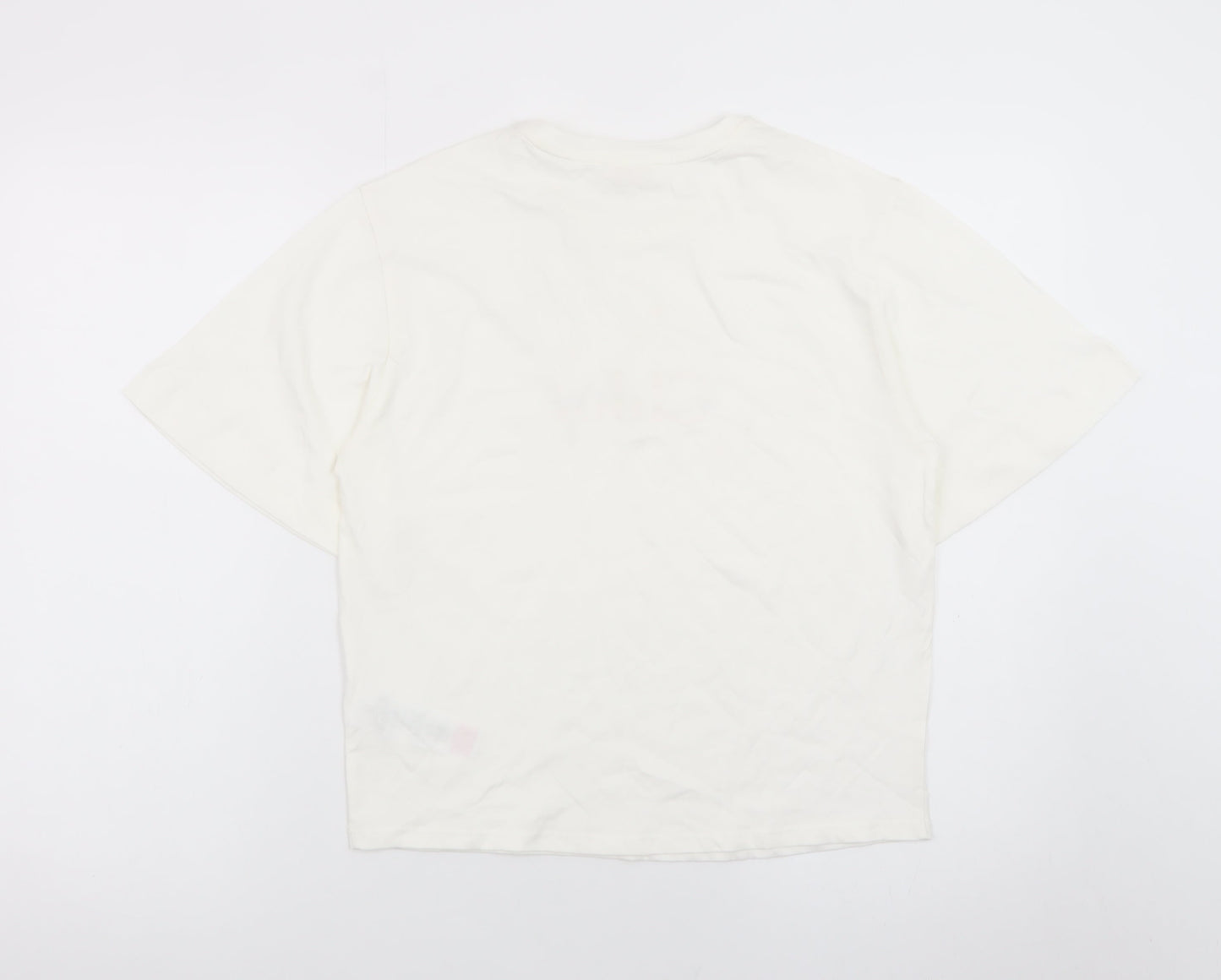Chloé Women's Ivory Cotton Embroidered Logo T-Shirt Size 14
