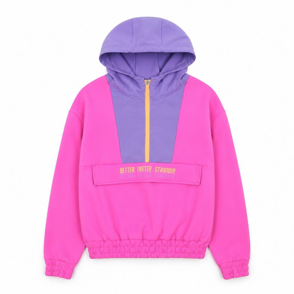 Dunnes Teens Pink Purple 1/2 Zip Colourblock Hoodie Size XS