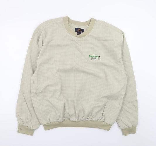 Antigua Men Beige Pullover Golf Sweatshirt M Crew Neck Sportswear