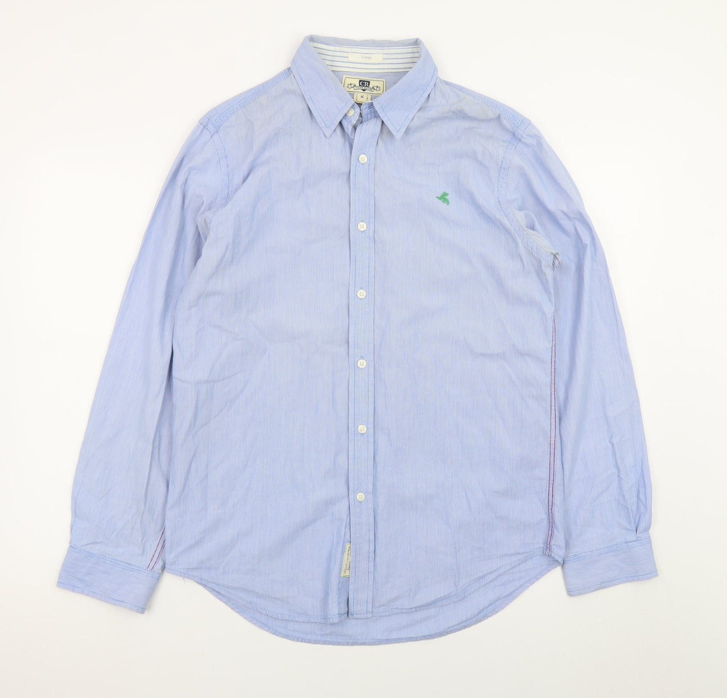 Club Room Men's Blue Striped Button-Up Long Sleeve Cotton Shirt M
