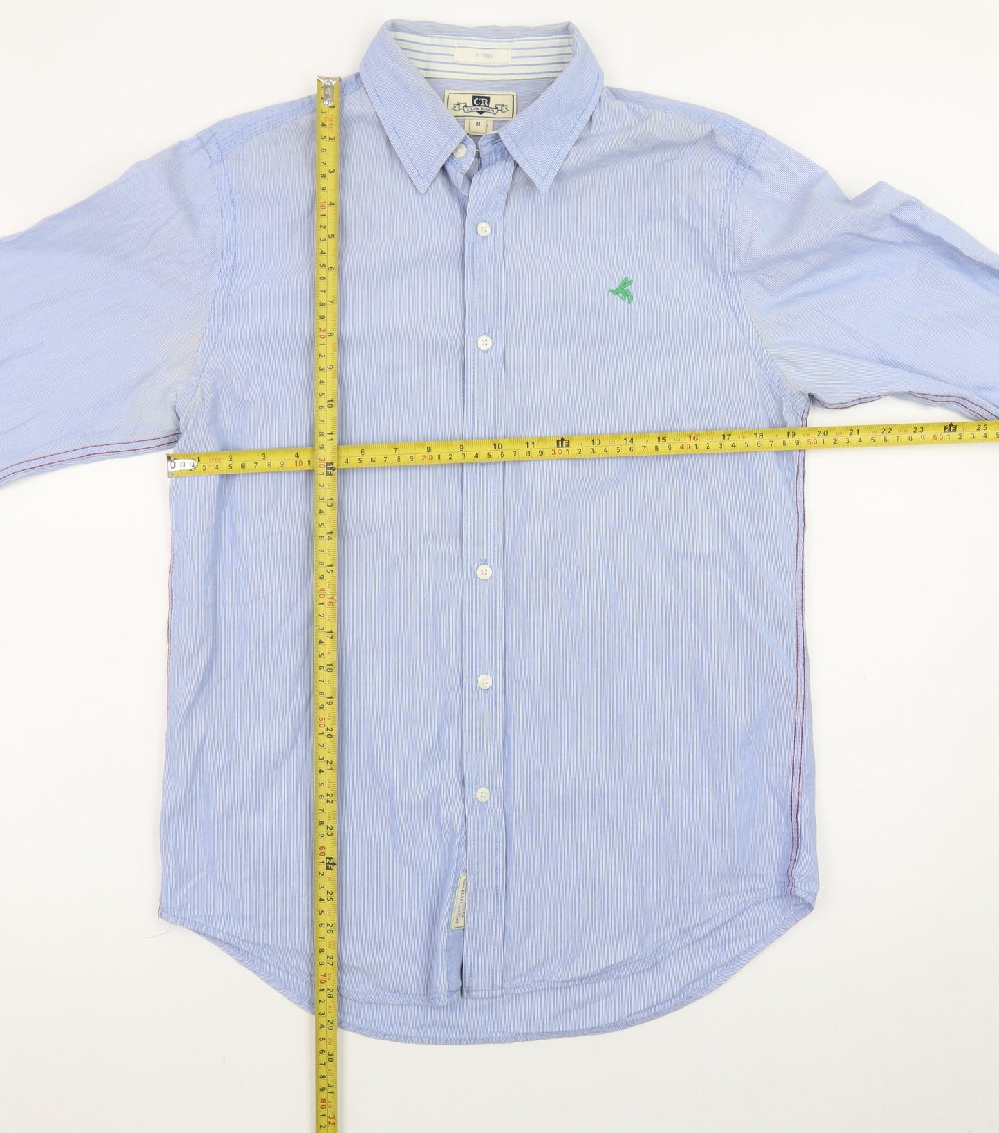 Club Room Men's Blue Striped Button-Up Long Sleeve Cotton Shirt M