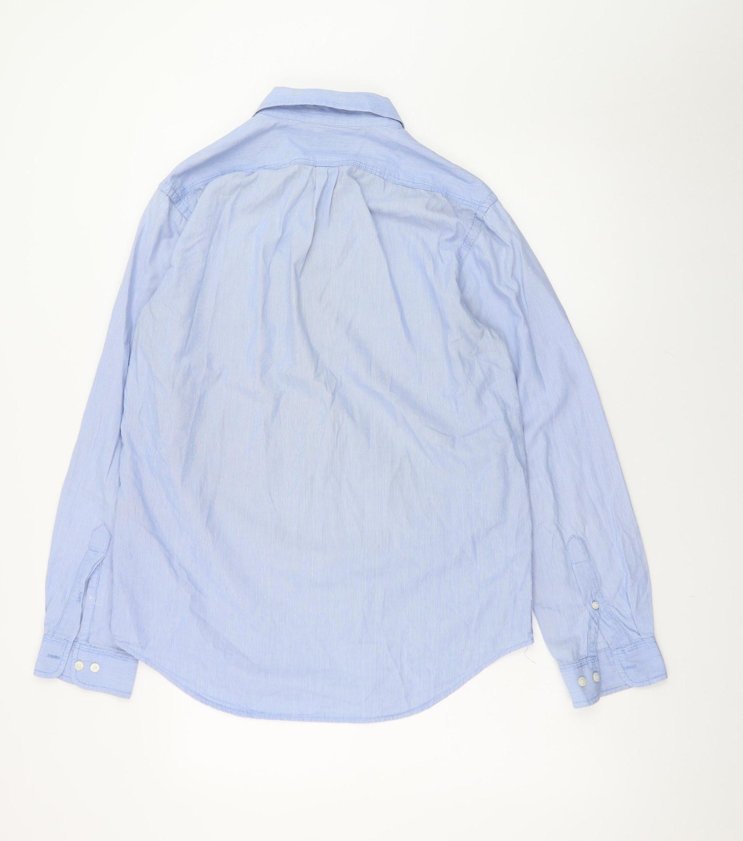 Club Room Men's Blue Striped Button-Up Long Sleeve Cotton Shirt M