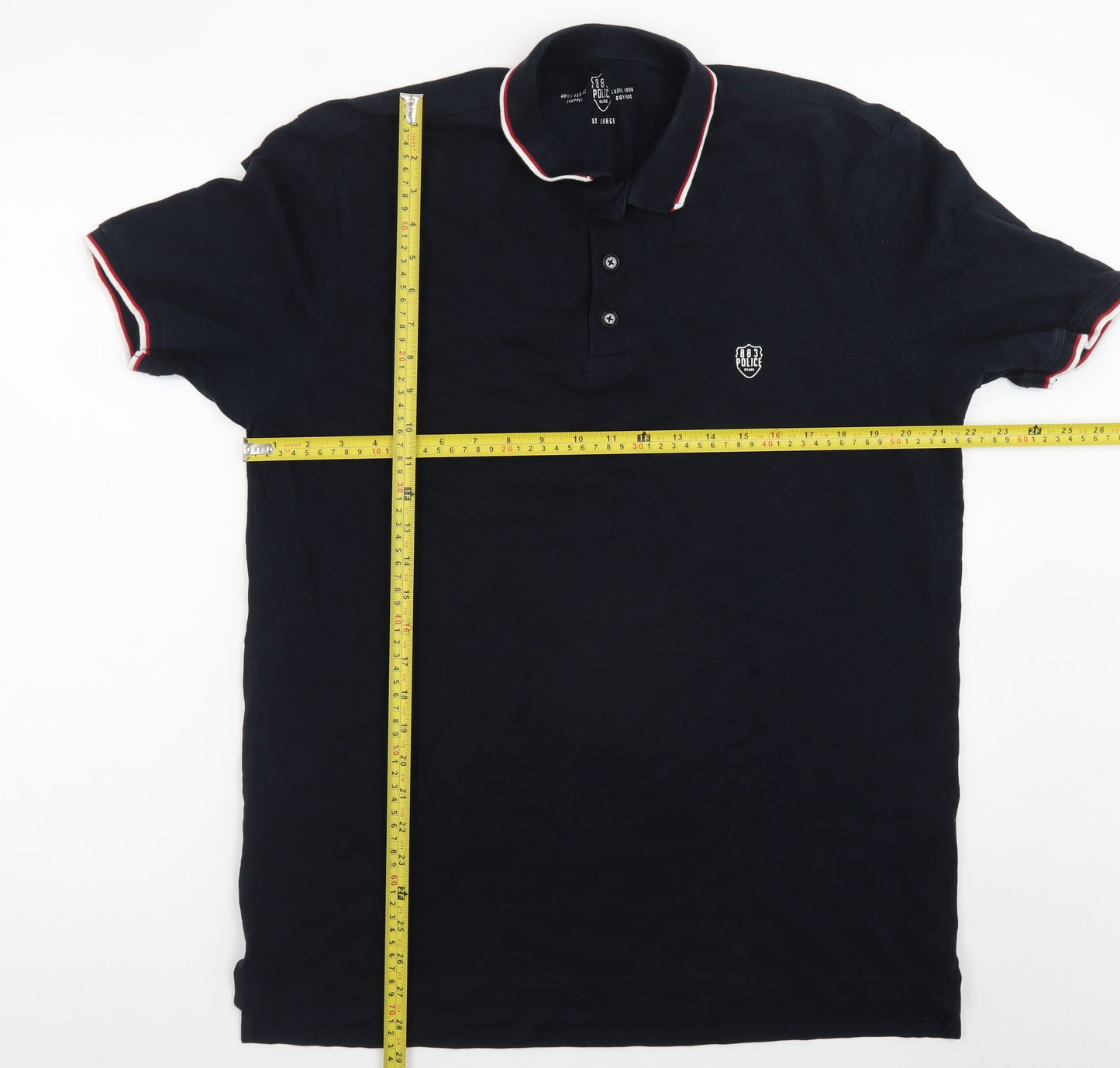 Police Men’s Navy Short Sleeve Cotton Polo Shirt XXL Classic Fit