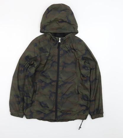 Additional front view of TOG24 boys’ green camouflage hooded windbreaker jacket, size 152
