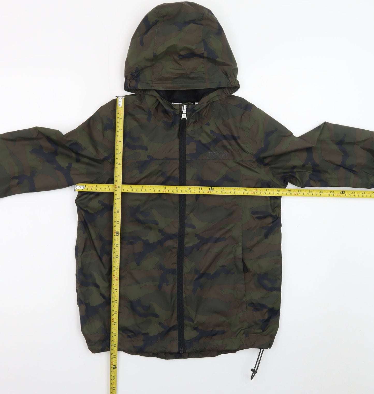 TOG24 Boys Green Camouflage Hooded Windbreaker Jacket Size 152