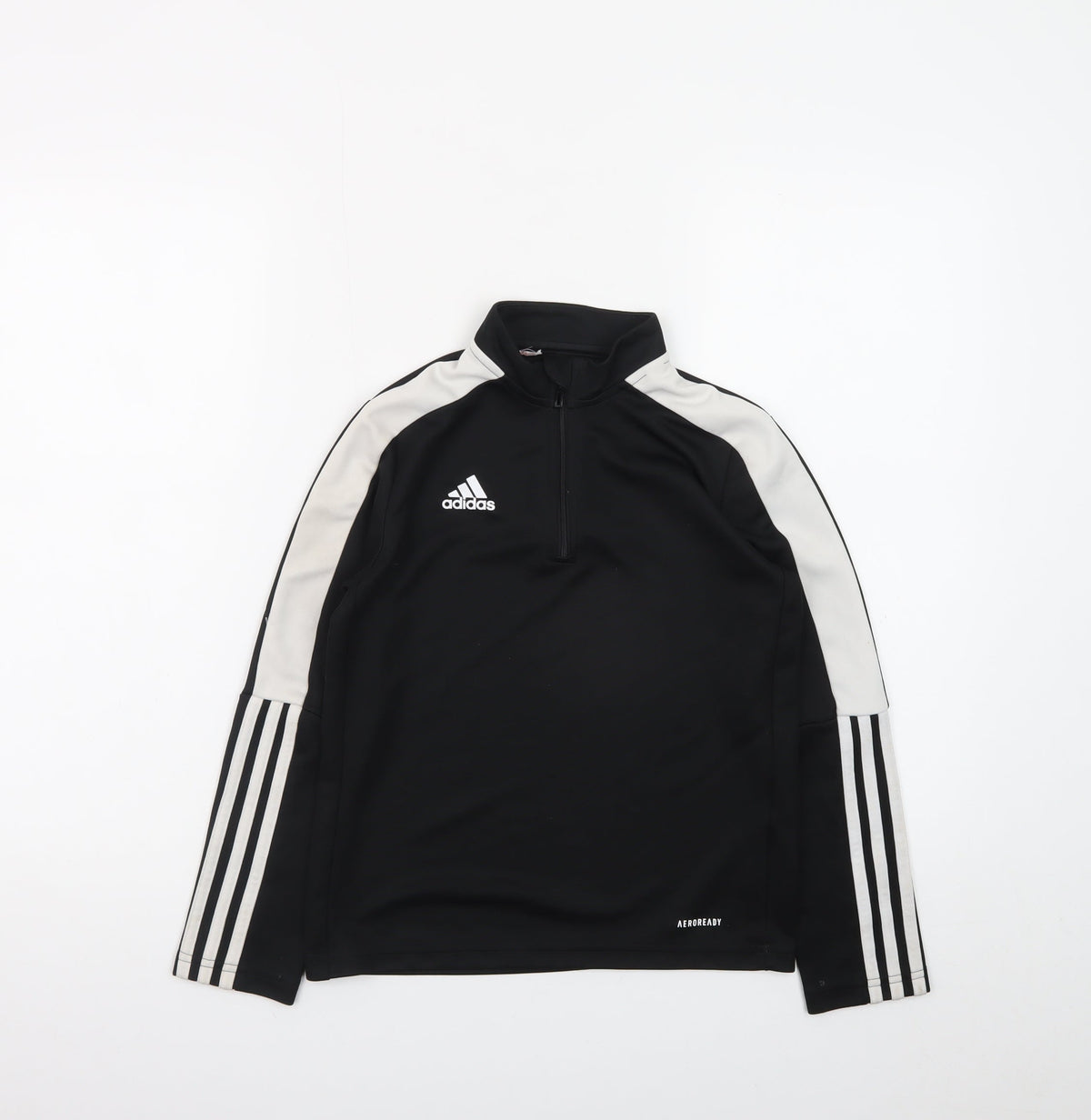 Adidas Girls Black 9-10 Years 1/4 Zip Sports Sweatshirt