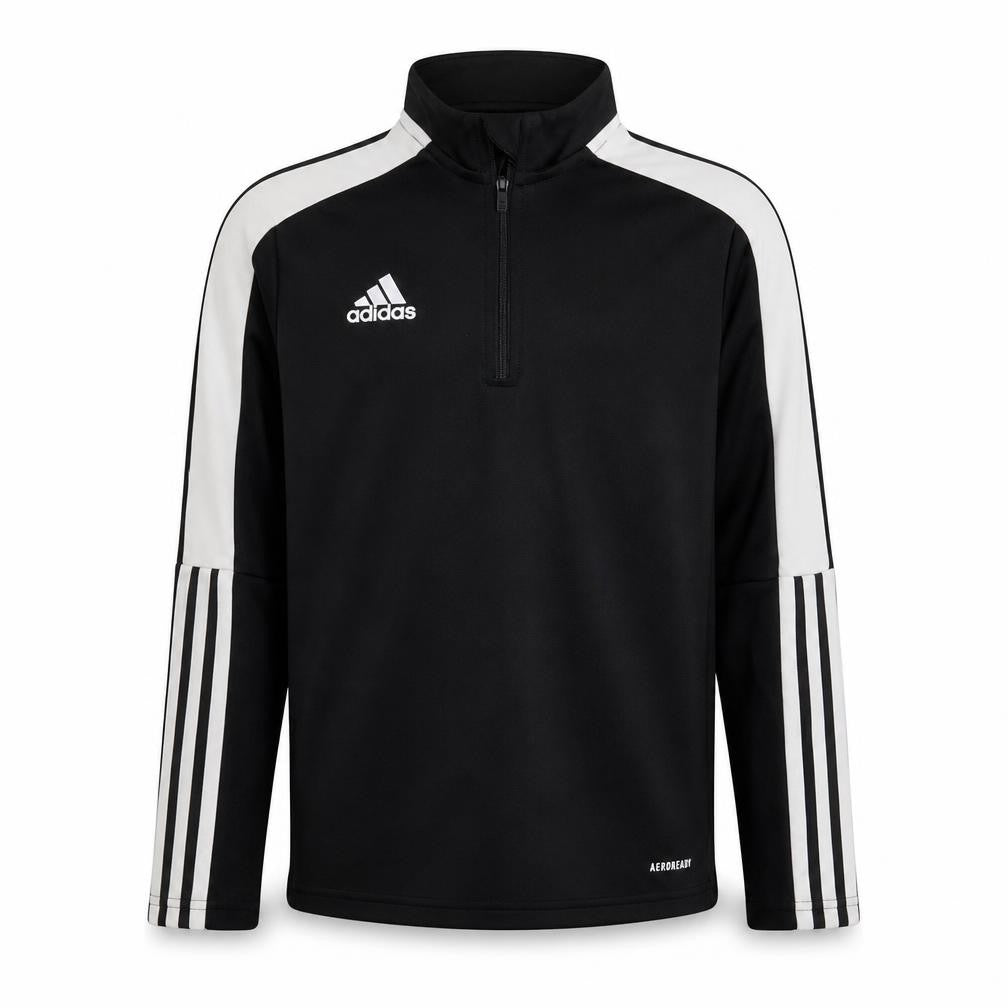 Adidas Girls Black 9-10 Years 1/4 Zip Sports Sweatshirt