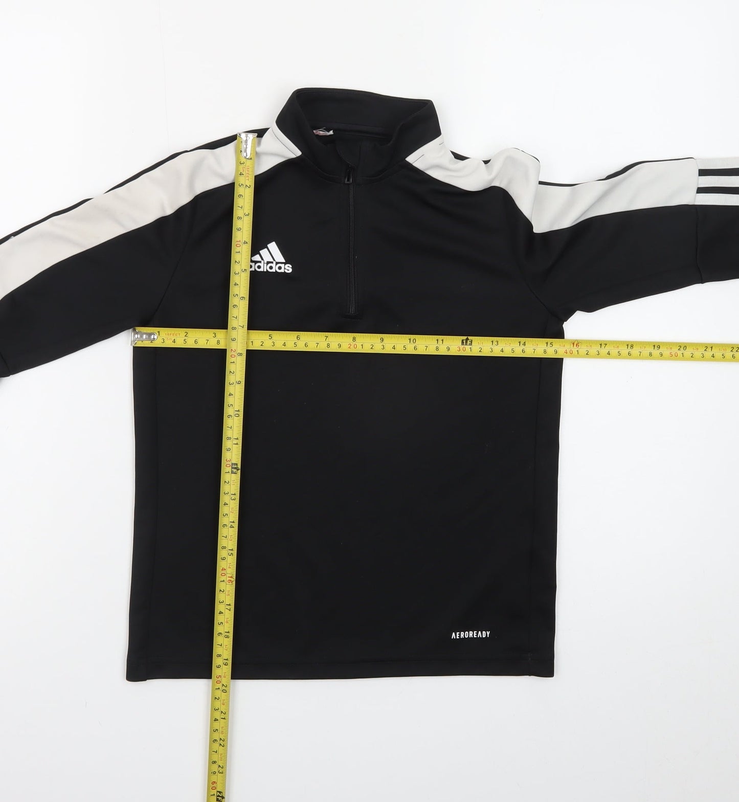 Adidas Girls Black 9-10 Years 1/4 Zip Sports Sweatshirt