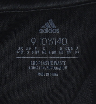 Adidas Girls Black 9-10 Years 1/4 Zip Sports Sweatshirt