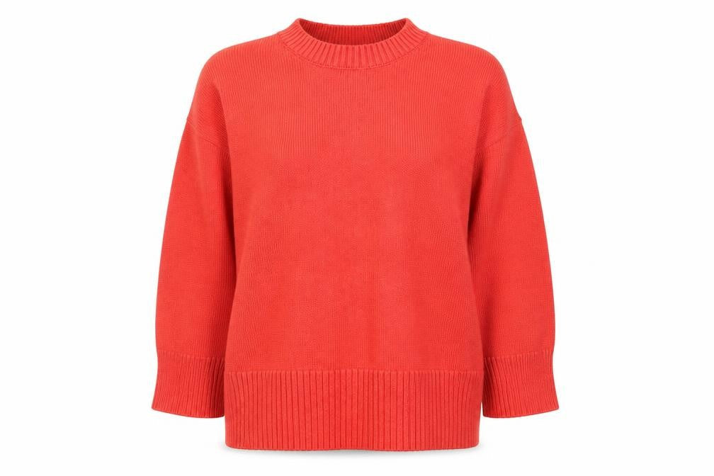 Kaffe Women’s Red Mock Neck Cotton Pullover Jumper Size S