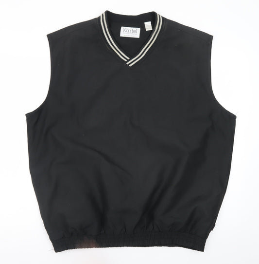Kartel Men's Black Sleeveless V-Neck Regular Fit T-Shirt M