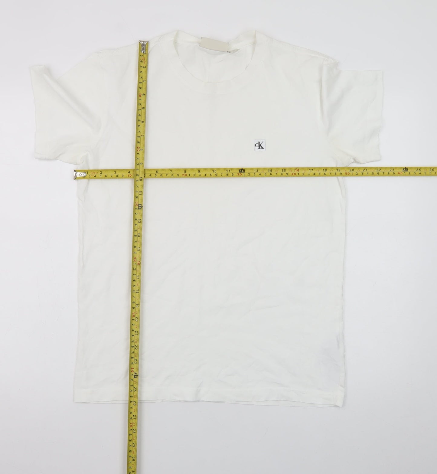 Calvin Klein Jeans Women's White Cotton Crew Neck T-Shirt Size S