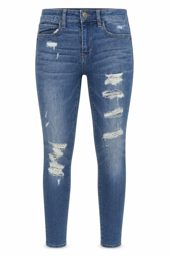 American Eagle Women Blue Size 6 Skinny Distressed Stretch Jeans
