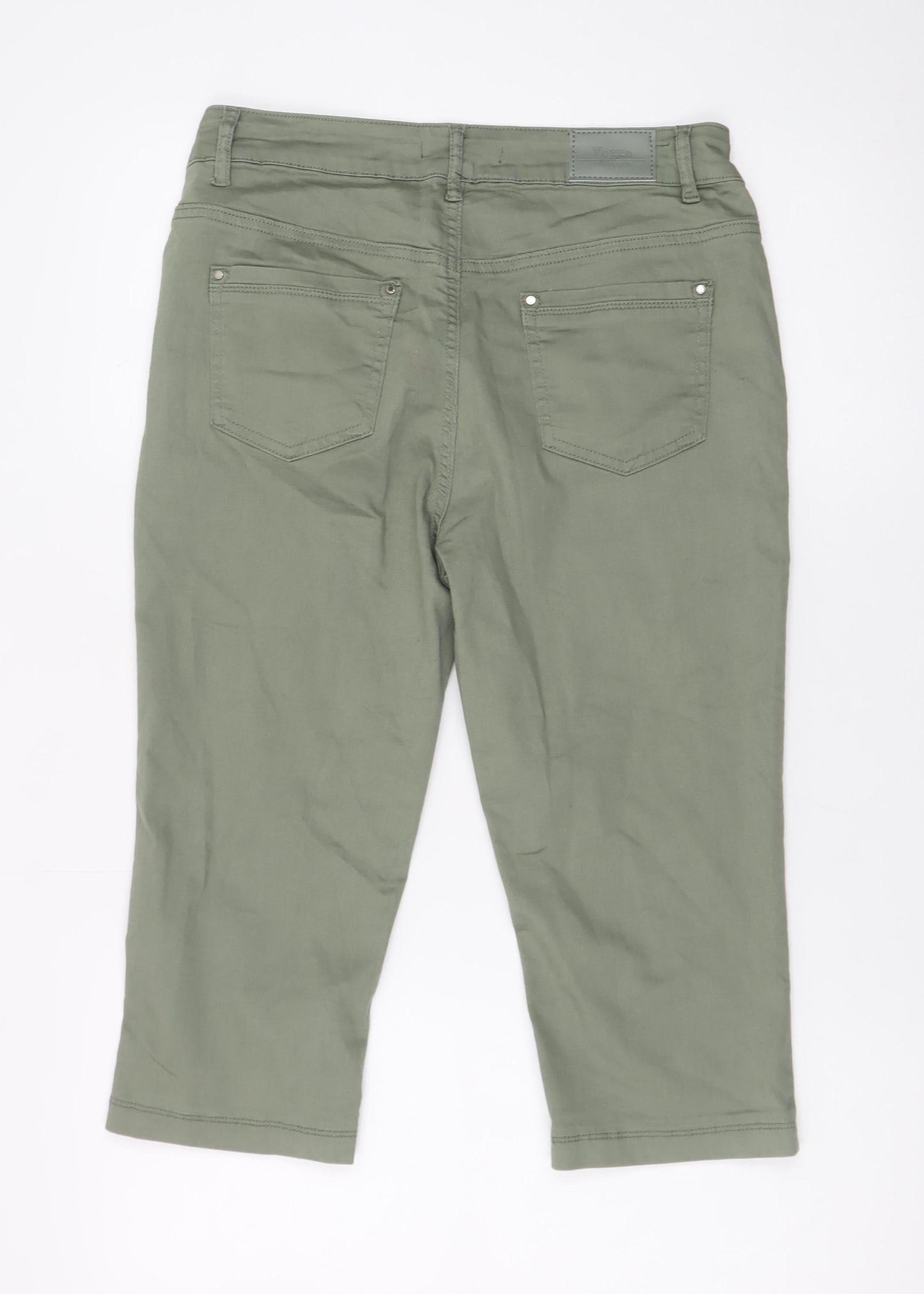 Voggo Women’s Green Cropped Slim Fit Stretch Jeans Size 10
