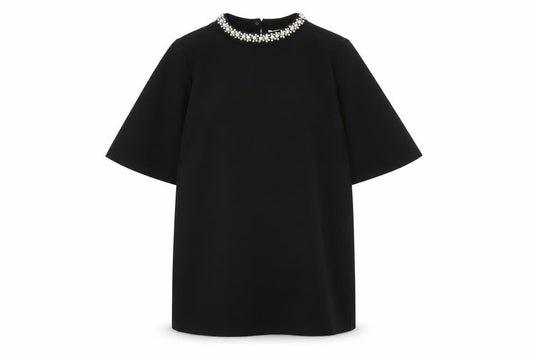H&M Women Black Size 12 Beaded Shift Dress High Neck Evening