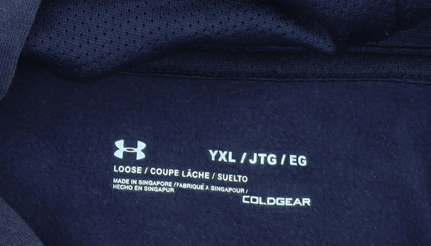 Under Armour Boys Navy Hoodie YXL ColdGear Loose Fit Pullover Sweatshirt
