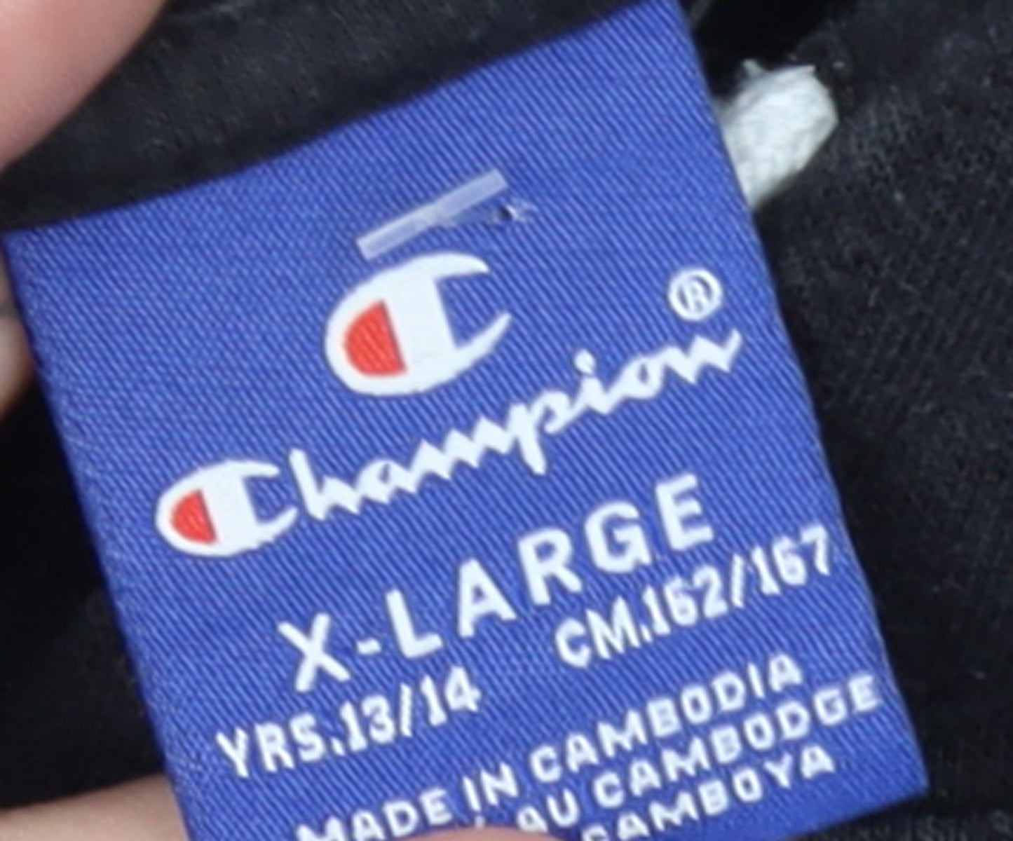 Champion Boys Black Pullover Fleece Hoodie 13-14 Years Logo Embroidered