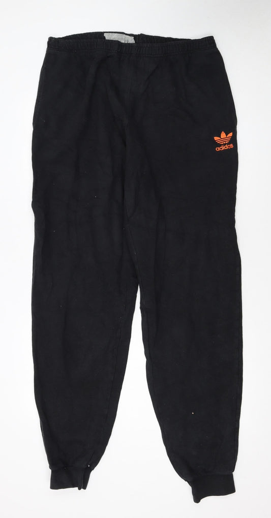 Adidas Mens Black Jogger Sweatpants L Regular Fit Elastic Waist