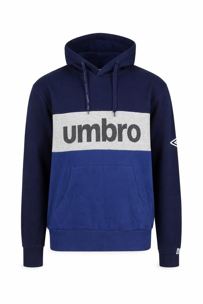 Umbro Men's Blue Pullover Hoodie L Sports Logo Cotton Blend