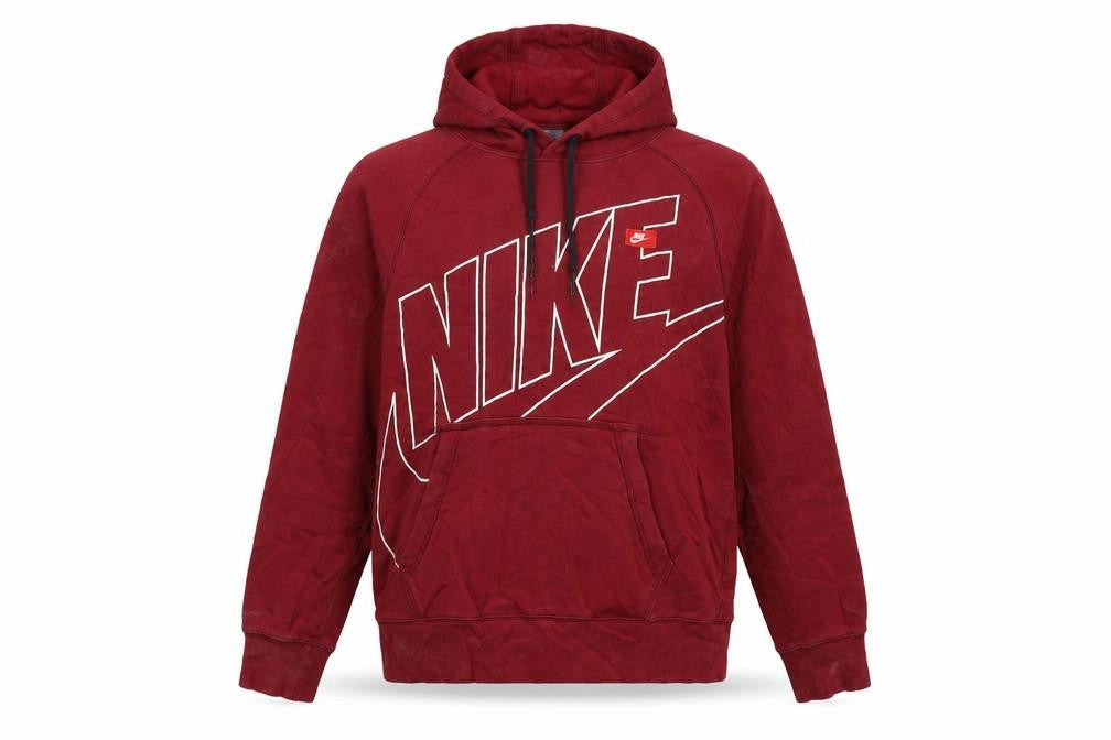 Nike Men's Red Pullover Hoodie S Graphic Print Cotton Blend