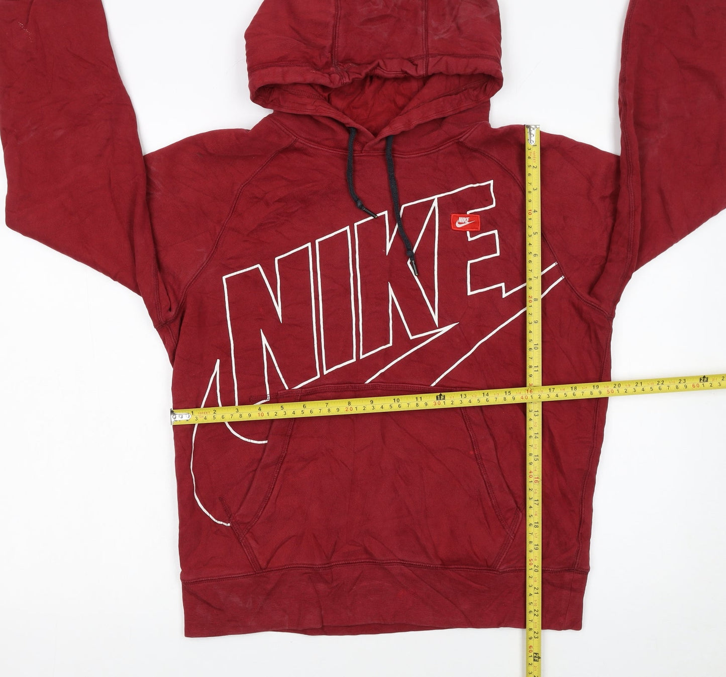 Nike Men's Red Pullover Hoodie S Graphic Print Cotton Blend