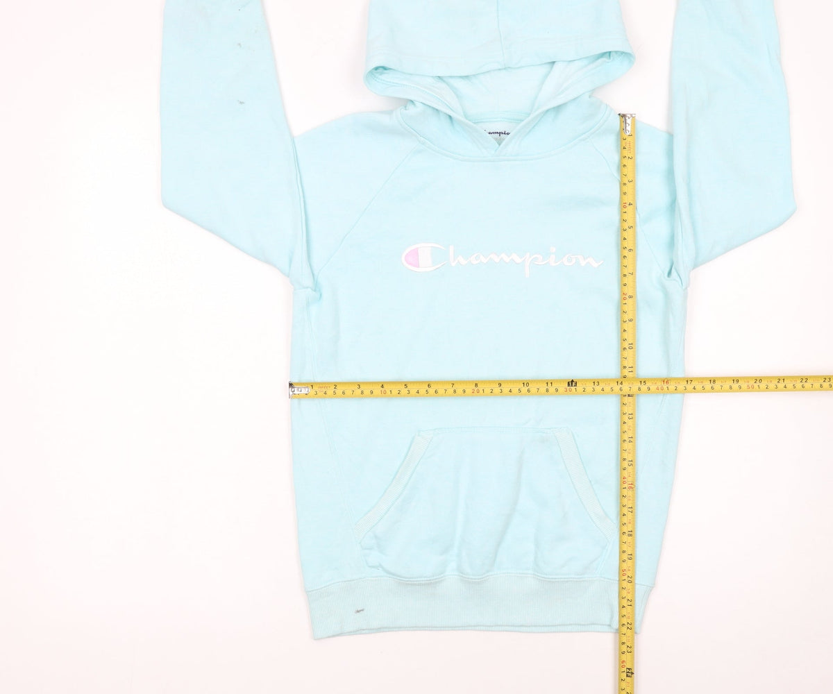 Champion Girls Blue Pullover Hoodie L Logo Fleece Sweatshirt