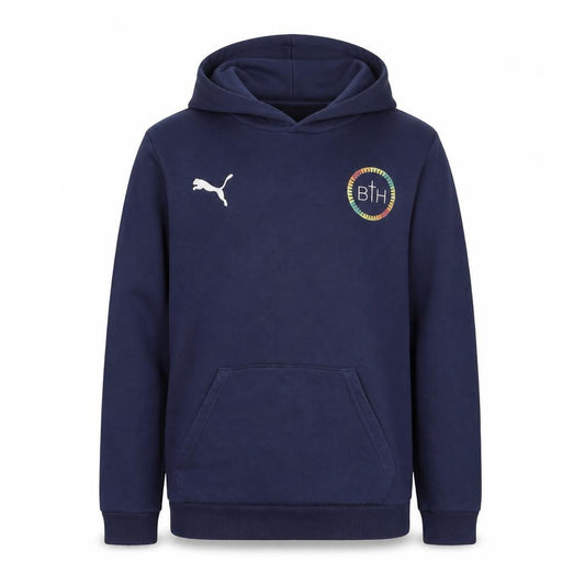 Puma Boys Blue Pullover Hoodie 13-14 Years Regular Fit Logo Cotton Blend