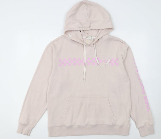 Vans Womens Beige Pink Check Pullover Hoodie Size S Cotton