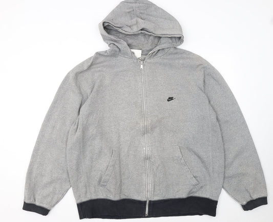 Nike Men's Grey Full Zip Hoodie 2XL Regular Fit Sportswear