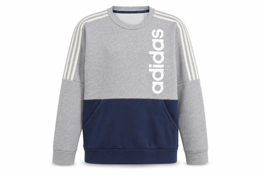 Adidas Men Grey Pullover Sweatshirt M Crew Neck Logo Sports Top