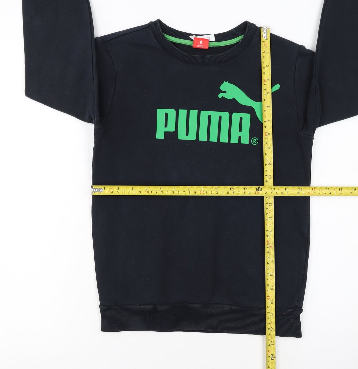 Puma Boys Black Crew Neck Pullover Sweatshirt Size 12 Years Logo Print