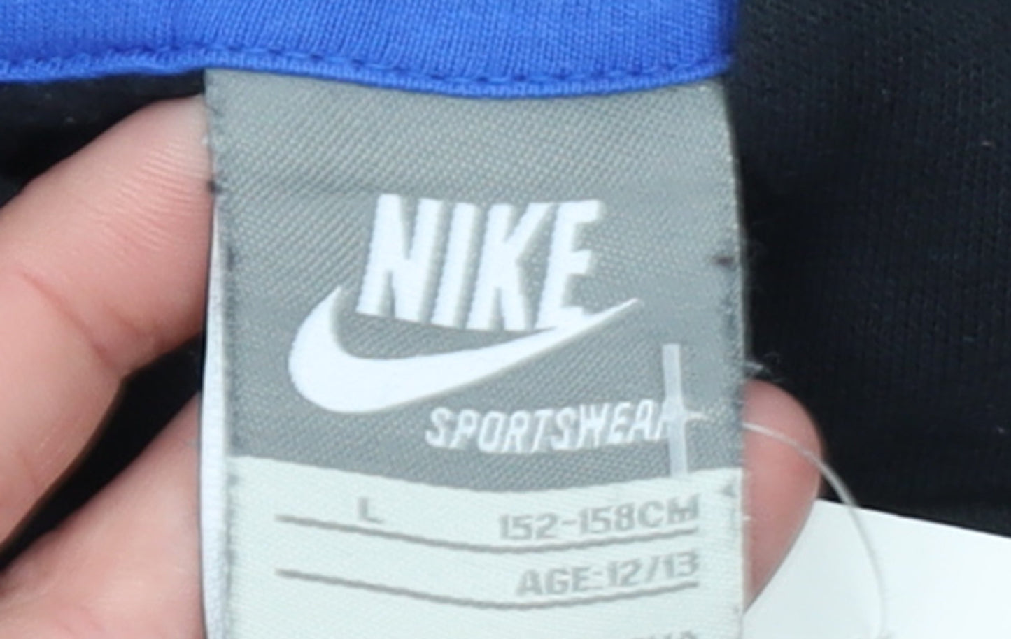 Nike Boys Black Pullover Hoodie 12-13 Years Graphic Print Sportswear
