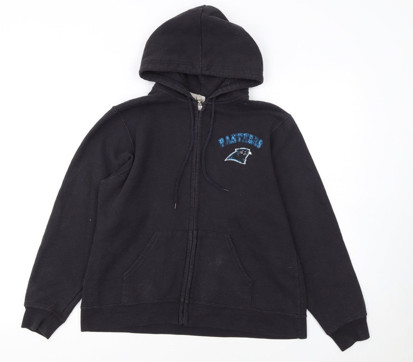 NFL For Her Panthers Black Full Zip Hoodie Women M Cotton Blend