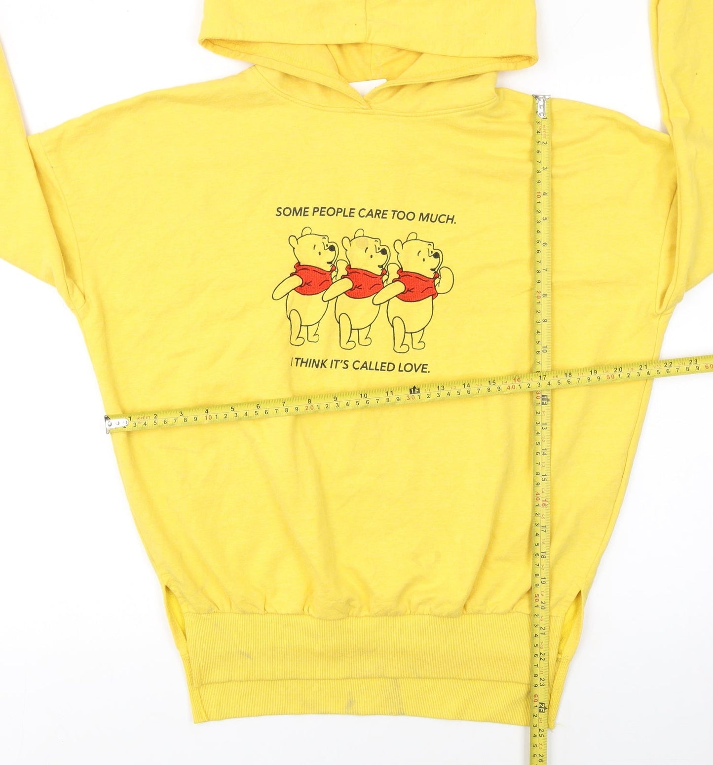 Disney Women Yellow XS Winnie the Pooh Pullover Hoodie Sweatshirt