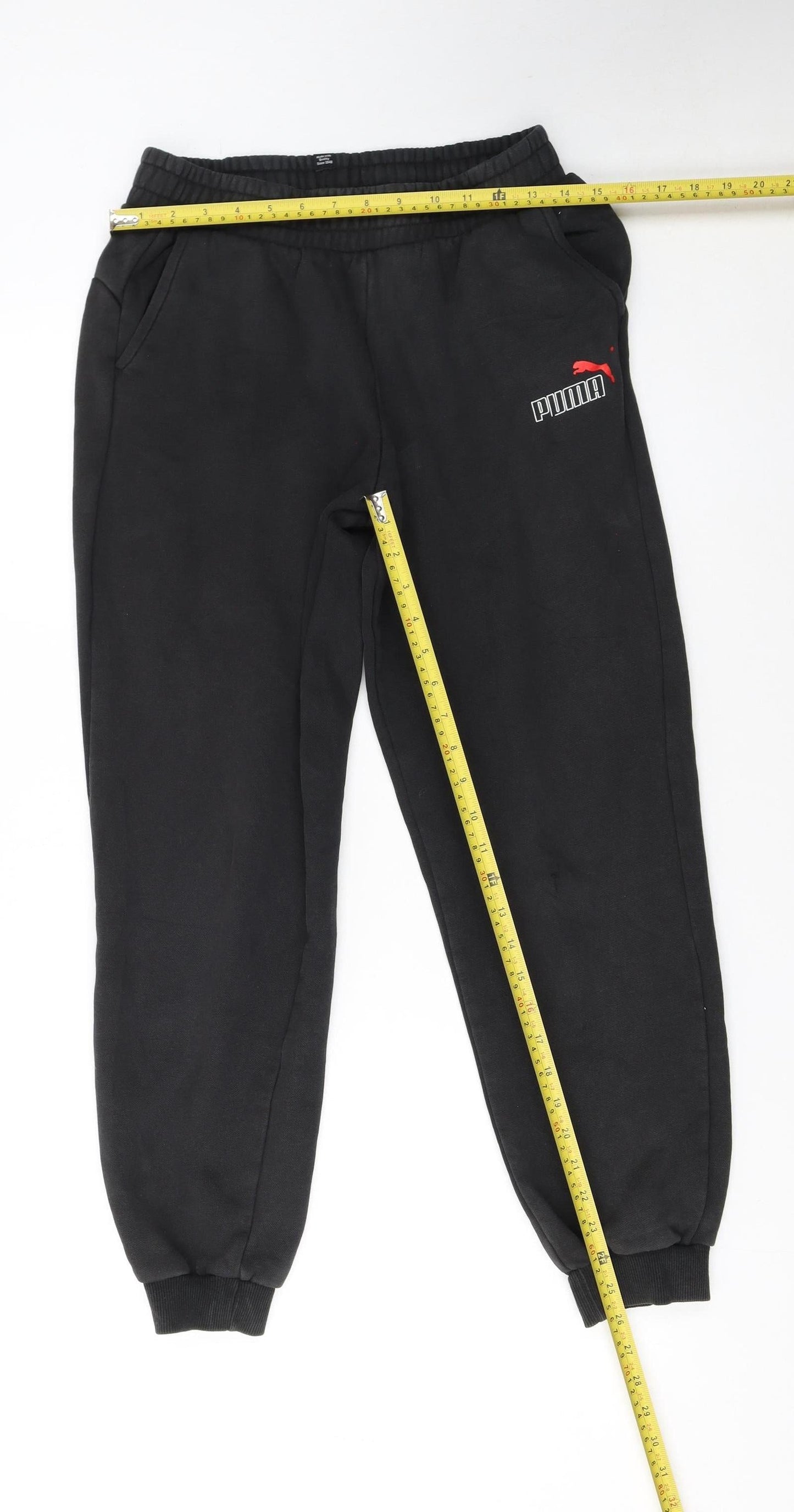 Puma Boys Black Jogger Sweatpants XL 15-16 Years Elastic Waist Logo