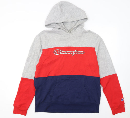 Preloved Champion Men's Multicoloured Pullover Hoodie Small Sports Style - Front