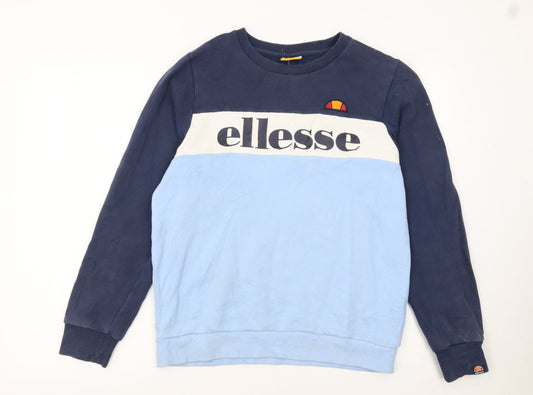 Ellesse Boys Blue Colourblock Logo Sweatshirt 13-14 Years Pullover Crew Neck