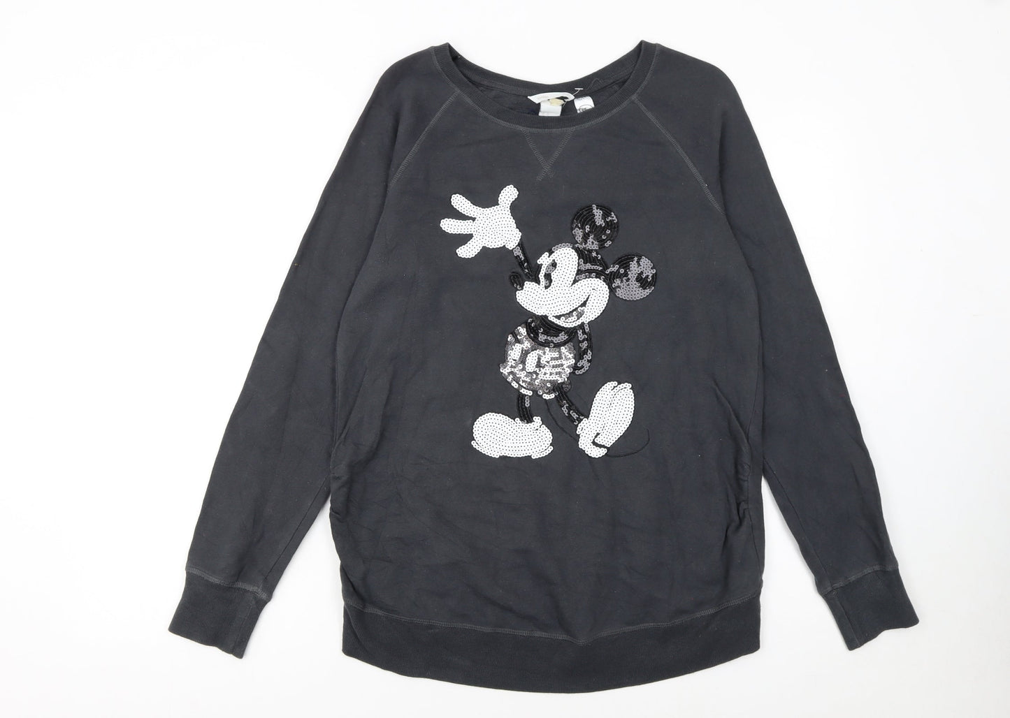 H&M Mama Disney Black Sequin Mickey Sweatshirt Women's UK 12 M