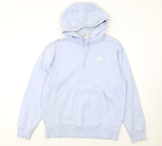 Nike Men's Blue Pullover Hoodie Small Fleece Cotton Logo Sweatshirt