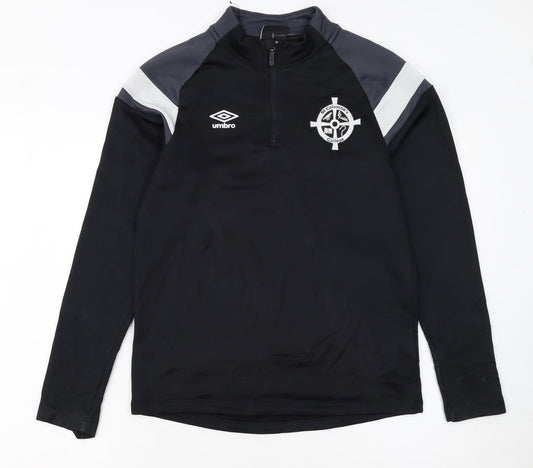 Umbro Boys Black 158 Football 1/4 Zip Training Sweatshirt Top