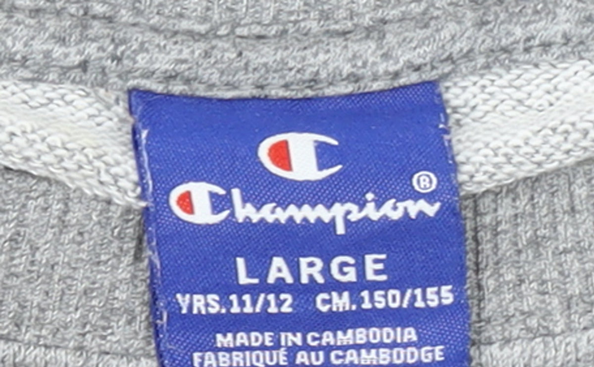 Champion Girls Grey Large 11-12 Years Pullover Crew Neck Sweatshirt