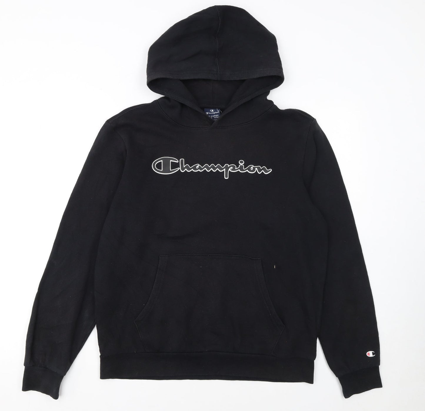 Champion Boys Black Pullover Hoodie 15-16 Years Logo Fleece Sweatshirt