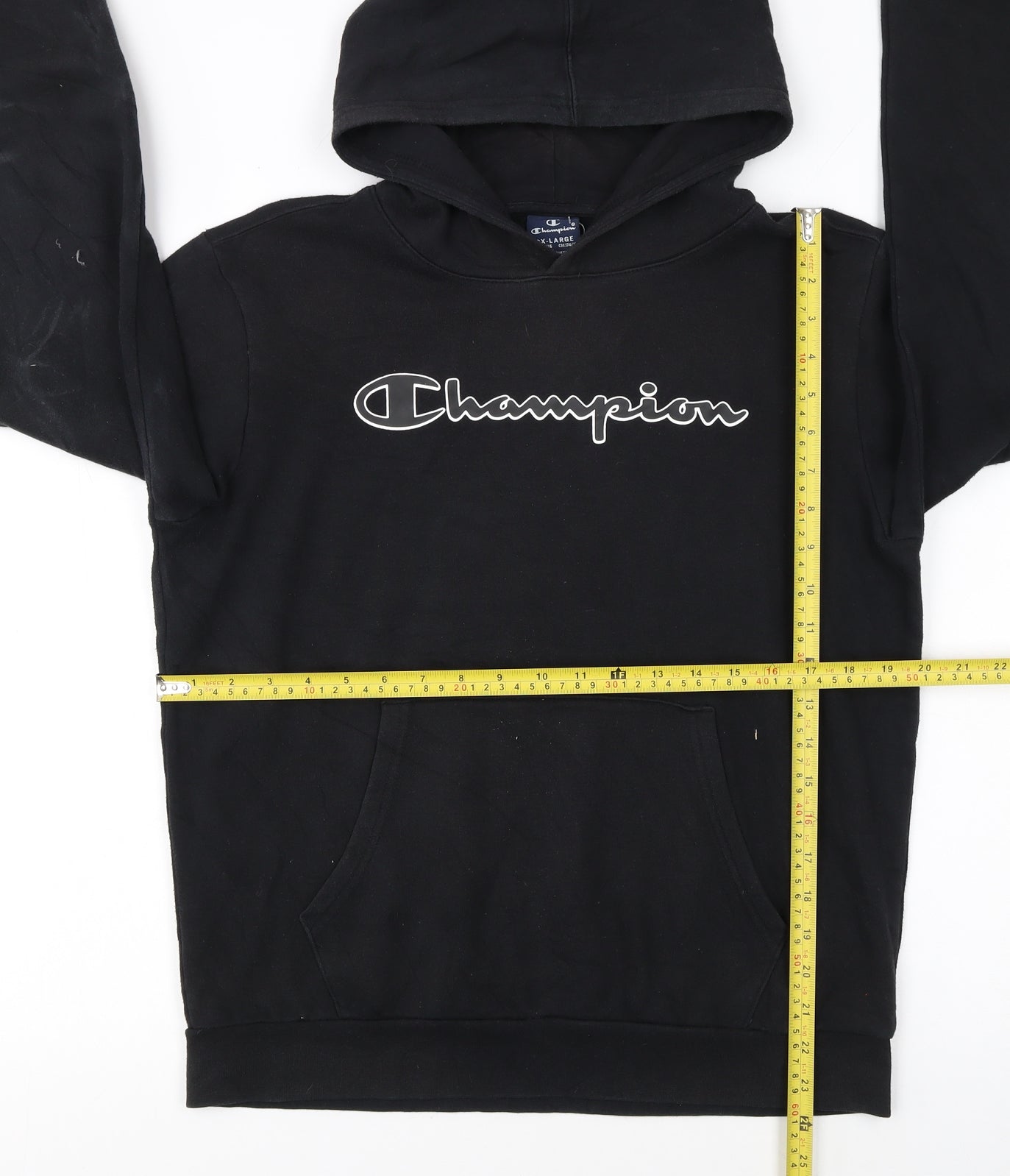 Champion Boys Black Pullover Hoodie 15-16 Years Logo Fleece Sweatshirt
