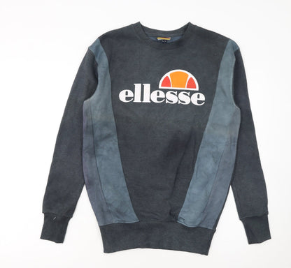 Additional front view of Ellesse girls’ black logo pullover sweatshirt uk 6 regular fit