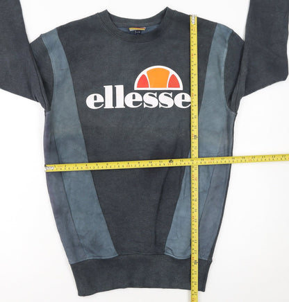 Back view of Ellesse girls’ black logo pullover sweatshirt uk 6 regular fit
