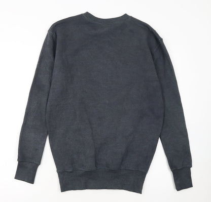 Close-up detail of Ellesse girls’ black logo pullover sweatshirt uk 6 regular fit